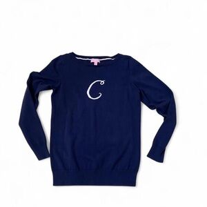 Lilly Pulitzer Navy Sweater with White Monogrammed Letter‎ C